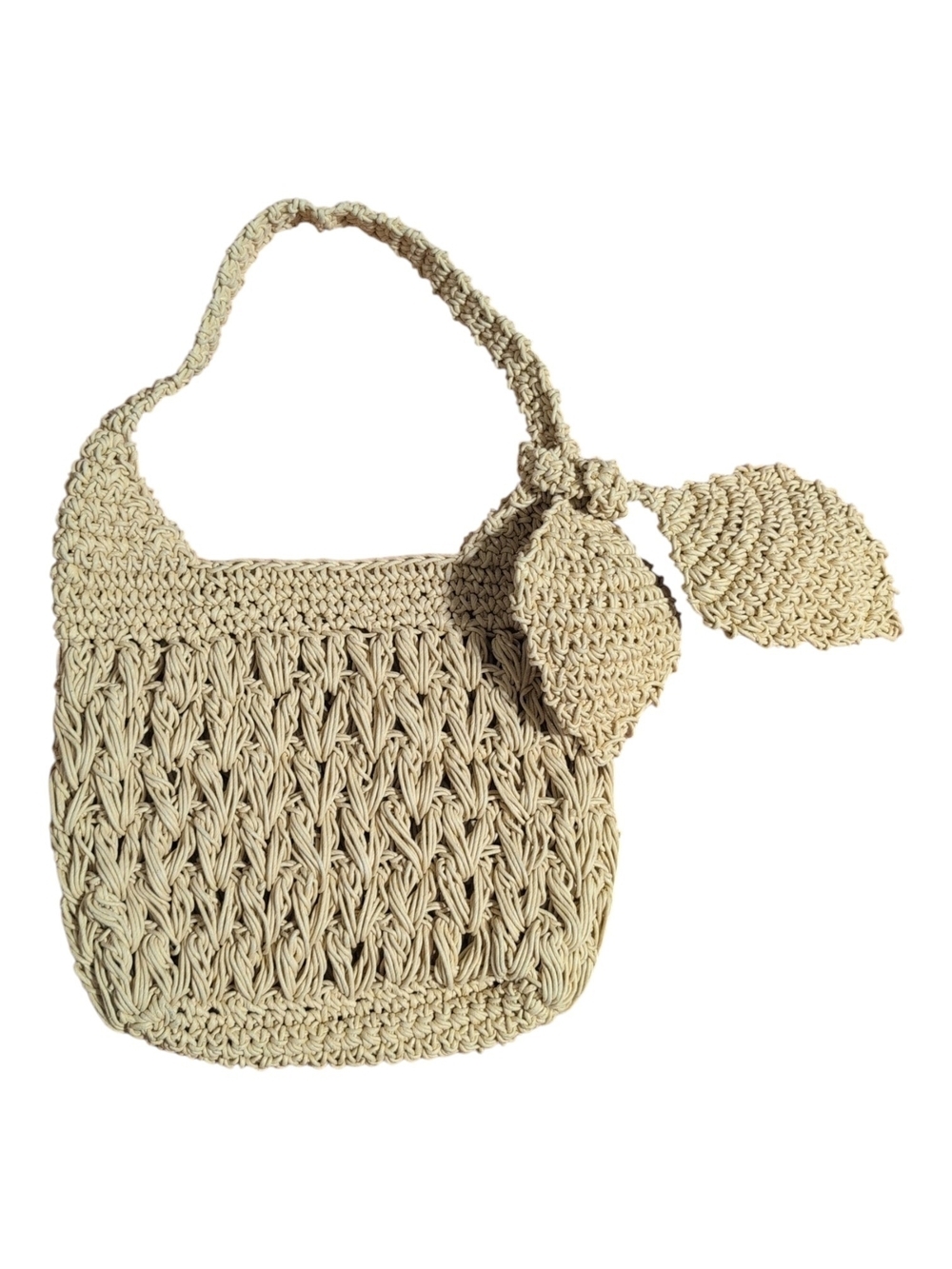 Handwoven Beige Shoulder Bag